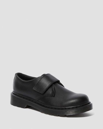 Dr Martens Junior Kamron Velcro Oxfordky Detske Čierne | 9023-DWNCE